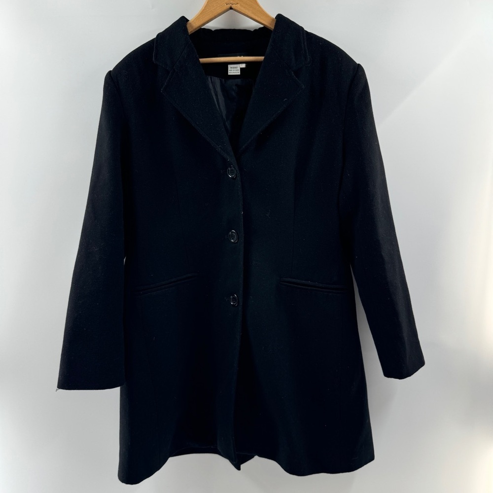 Cicada Black Pea Coat Trench Coat 2000s Style XXL with Front Pockets